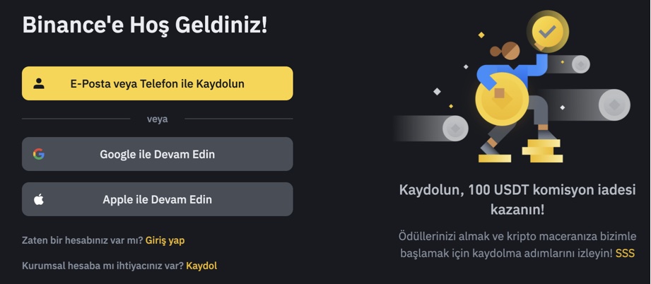 binance kayıt